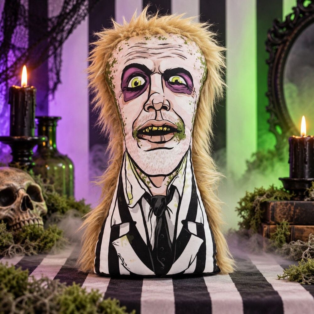 Horror Decor Bio-Exorcist Punk Beetlejuice Knock Down Doll Pillow 14" Halloween